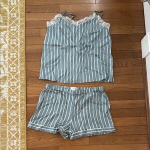 Talbots Blue and White Striped Pajama Set